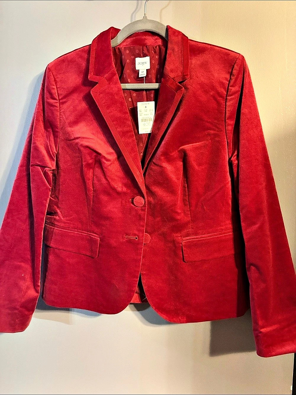 J.Crew Velvet Blazer in Red Size 12P NWT